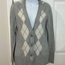 Banana Republic  Grey Argyle Cotton Double V Collar Cardigan Sweater size S Photo 0