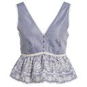 J.O.A. Embroidered Peplum Gingham Cropped Top, Size M New with Tag Photo 1