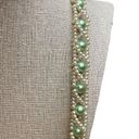 Twisted Long strand of Pearls  around light Green Beads Necklace Photo 2