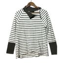 Doe & Rae  Pullover White & Gray Striped Zippered Shirt Medium Photo 1