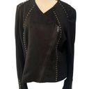 Cache  | suede black embellished asymmetrical zip blazer size large Photo 0