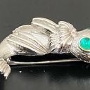 Monet Vintage  Signed Silver-tone Walrus Seal Green Cabochon Eyes Brooch 20g Photo 4