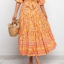 Petal and Pup  Orange Yellow Floral Flowy Bohemian Sunset Maxi Dress XS Photo 4