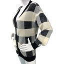 Cyrus  Knits Womens Size S Cardigan Sweater Oversized Gingham Black White Photo 3