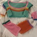 Colorful Cropped Crochet Sweater Multiple Photo 1