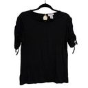 Carmen Marc Valvo Carmen  Black Draw String Sleeve Tee Size Large Photo 0