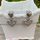 Brighton Authentic  Silver Heart Dangle Earrings with White Crystals. EUC! Photo 0