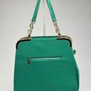 Lux teal hard bottom and side shoulder bag gold accent Photo 7