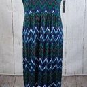 a.n.a NWT  a new approach Dress Long Maxi Sleeveless Zig Zag Boho Blue Green Photo 0