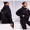 Pretty Little Thing PLT Premium Coal Black Sports Academy Puff Print Oversized Hoodie Black NWT Photo 2