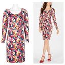 Betsey Johnson  Blue Floral Multi Long Sleeve Sheath Dress 6 Photo 1