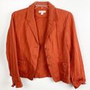 Coldwater Creek  100% Cotton Burnt Orange Three Button Blazer Jacket, Size 14 Photo 0