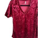 Z Supply  Women’s Medium Velvet Short Sleeve V-Neck Dark Red Blouse Photo 1