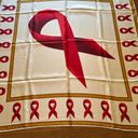 Oscar de la Renta  Vintage Silk Scarf Square AIDS Awareness Red Ribbon RARE Photo 3