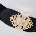 Buckle Black Golden Double  Waspie Belt Stretchy Elastic Accentuating Waistband Photo 6