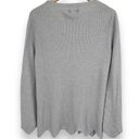 Michael Stars  Gray Cashmere Wool Blend Crewneck Scalloped Hem Sweater Sz XS Photo 3