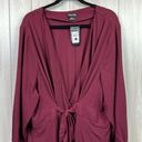 City Chic  Women Blouse XL 22 Shibara Faux Wrap High Low Top Burgundy Long Sleeve Photo 2