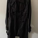 Tahari  Black Ruffle Detail Trench Coat Photo 1