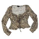 Majorelle  - Waldorf Long Sleeve Animal Print Tie Front Top in Brown & Cream Photo 0