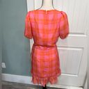 Likely  Havana Pink/Orange plaid faux wrap ruffle mini dress size 12 Photo 7