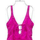 Becca  Color Play One-Piece Swimsuit Hot Pink Flambé Crochet Lace Swim Size Large Photo 7