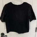 Loft Ann Taylor  Black Thick Cropped Lace Short Sleeve Top Women’s Size S Photo 1