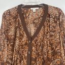 Coldwater Creek  Boho Button Up Tunic Top Cover Up Brown Sheer Pleated Size XL Photo 1