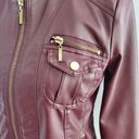 New Look  Maroon Vegan Leather Motocross Jacket Size M Photo 3