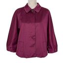 J.Jill  Swing Satin Coat Jacket Women’s Size L Bubble Sleeve Pleated Back Photo 0