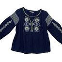 Solitaire  womens large eyelet blue embroidered long sleeve shirt johnny floral Photo 0