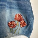 Lane Bryant  Girlfriend Raw Hem Blue Denim Shorts Floral Embroidered NWT Sz 28 Photo 2