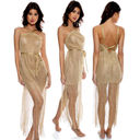 Luli Fama NWT  Dorada Cross Halter Fringe Cover-Up Dress Gold Rush Women's OS Photo 1