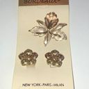 Bordeaux  Brand Vintage Satin Silver & Gold Tone Brooch Pendant & Earrings Set Photo 0