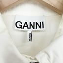 Ganni  Ruched Cotton Poplin Shirt Button Down Long Sleeve White Women's 34 US 4 Photo 6