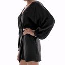 ZARA  SATIN EFFECT WRAP LONG SLEEVE MINI DRESS BLACK SIZE S NEW Photo 7