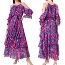 MISA Los Angeles  Paradis Tiered Floral Maxi Dress Purple and Blue Size XS NWT Photo 1