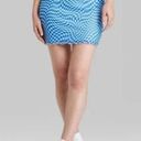 Wild Fable  Blue Checkered Mesh Bodycon Mini Skirt Women's Size Large L NWOT Photo 2