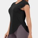 Halara NEW  Round Neck Curved Hem Yoga Sports Top Black Medium Photo 0