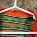 Y2K Early 2000s Orange Bugatchi Long Sleeve Button Down Top w/ Green Striped Accents Size XL Photo 2