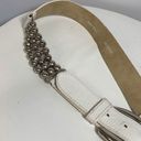 Vera Pelle Vintage  Italian White Leather and Silver Ball Accent Belt Photo 3