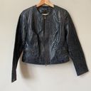 Jones New York NWOT  Women's Size Small 100% Leather Glossy Full Zip Black Jacket Photo 2