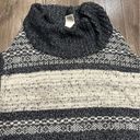 BCBGMAXAZRIA  Womens Sweater M/L Blue Wool Elinor Knit Cowl Neck Fair isle Hi-Low Photo 6