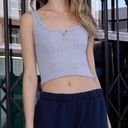 Brandy Melville  grey ribbed cropped button front placket tank top, one size Photo 0