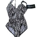 MiracleSuit  Metallic Silver Chevron Python Siren OnePiece Swimsuit Size 8 NWT Photo 4