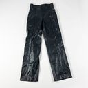 ZARA  Faux Vegan Leather Straight Leg Mid Rise Front Seam Solid Black Pants S Photo 0
