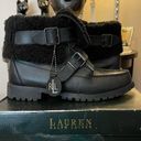 Ralph Lauren Lauren  Zacha black leather Sherpa lined buckle ankle boots W Sz 10B Photo 0