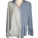 Rue 21  Button Up Long Sleeve Shirt L Blue White Striped Chest Pocket Collared Photo 0