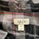 Style & Co Boyfriend Black Gray Red Plaid Sparkle Plaid Button Down Shirt XL Photo 2