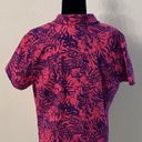 Basic Editions  Hot Pink & Purple Hibiscus Palm Leaves Floral Button Down Size XL Photo 2