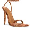 Michael Costello  Tan Snake Ankle Strap Sandal SIZE 7 Rhea Heel Python Stiletto Photo 2